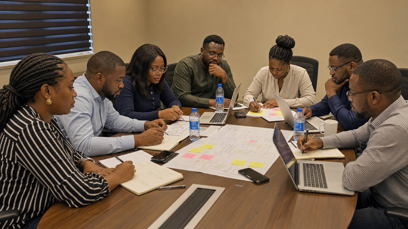 Team reviewing documents and AI workflows